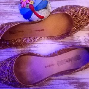 3/$25 MELISSA CAPANA METALLIC ROSE FLATS SZ 8